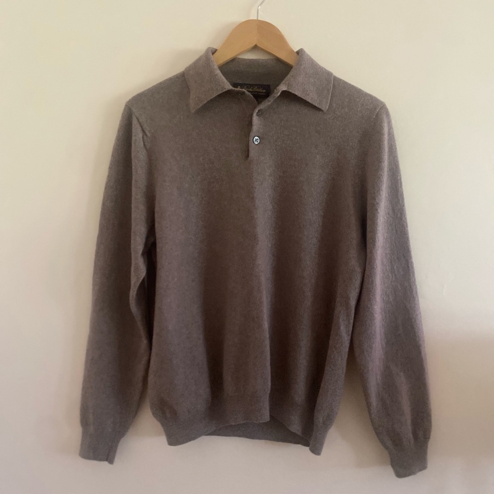 BROOKS BROTHERS Italian Merino Brown Sweater Top